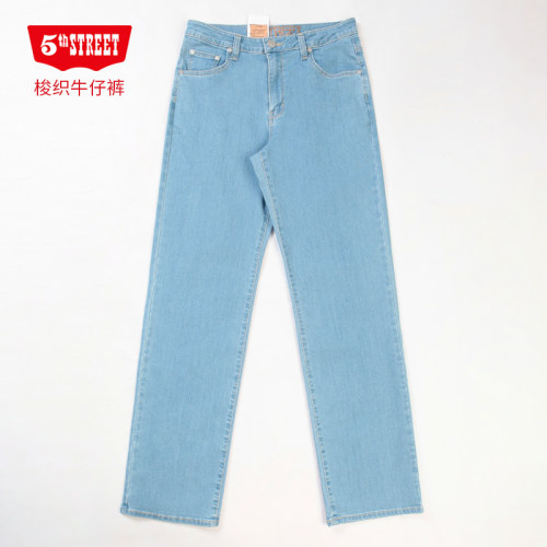 第五街夏季男宽松直筒牛仔裤