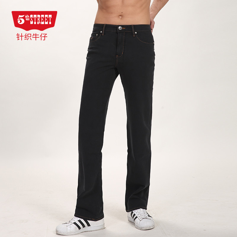 第五街冬季男装针织保温加厚宽直筒高腰宽松牛仔长裤34114054