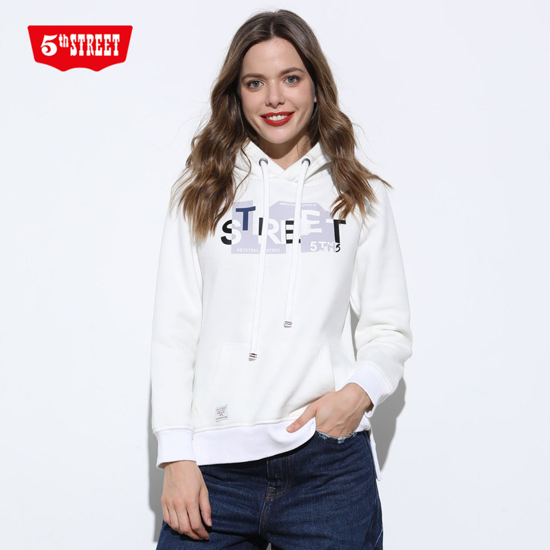 第五街女装休闲套头连帽长袖卫衣春秋舒适韩版上衣161802-203A0