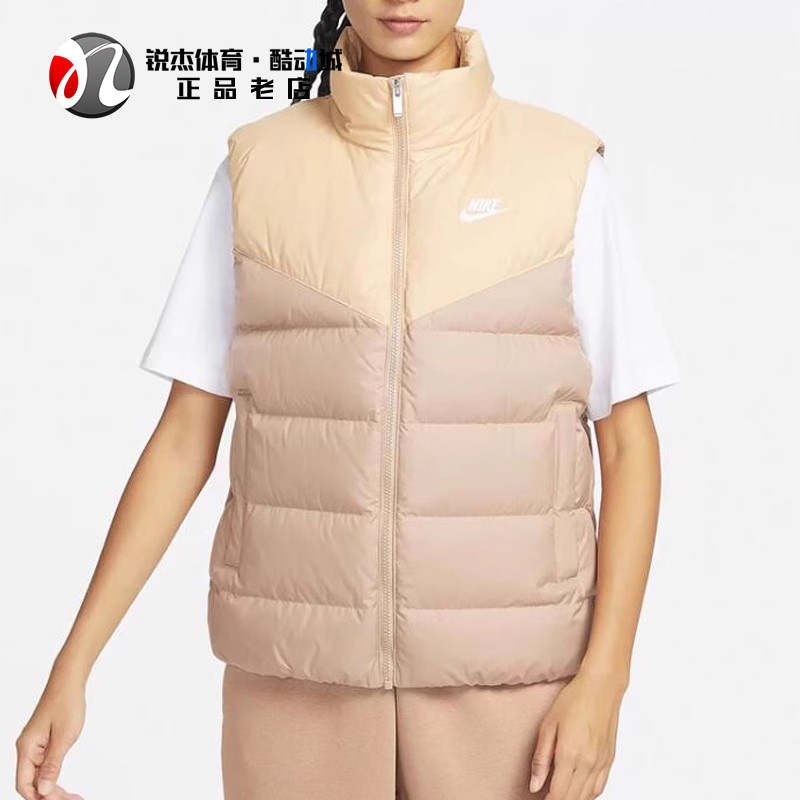 耐克Nike女子印花小Logo立领运动休闲羽绒马甲背心DQ6897-200 010