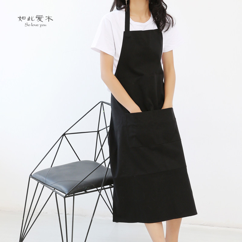 加长围裙纯棉帆布花店画画陶艺厨房餐厅工作室服务员印字定制logo