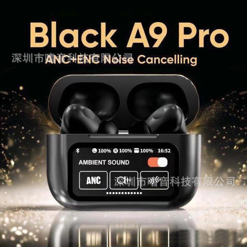 新款跨境外贸a9圆屏ANC降噪触屏超长续航入耳式防水无线蓝牙耳机