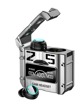 选购新款M25蓝牙耳机无线触控金属机甲风格低功耗电竞游戏数显耳