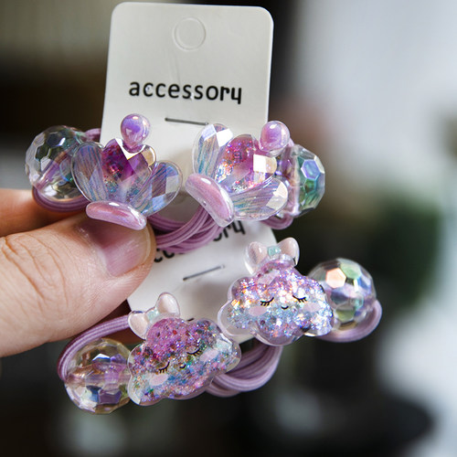 韩国儿童发绳彩色亮片皇冠星星双头绕皮筋小女孩马尾超仙头花皮套