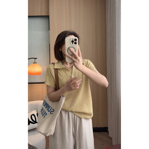 POLO领针织衫宽松夏季短袖