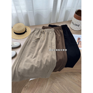 【闺蜜裙】松紧腰抽绳直筒后开叉半身裙女秋季显瘦百搭中长款裙子