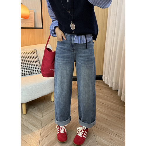 高腰牛仔裤早春韩版百搭时