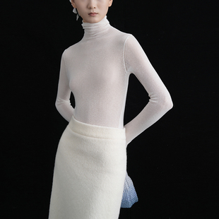 cicidream进 口细透视羊毛200D金银色超弹高领皮肤衣打底针织衫
