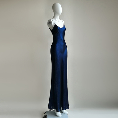 夏季新款夜空蓝人鱼吊带裙