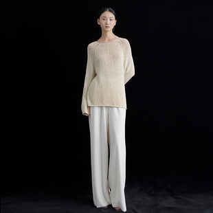 cicidream cotton纯棉粗线手编毛衣松垮慵懒生活象牙米色 natural