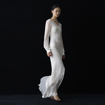 cicidream白玉质桑蚕丝连衣裙