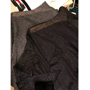 进 超弹高领打底针织衫 口 黑色 细透视羊毛200D金银丝 cicidream