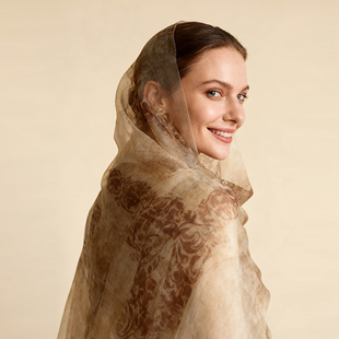 cicidream 远古系列 异域风格 古法印染 桑蚕丝 披肩面纱头纱围巾