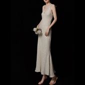 cicidream夏季 连衣 花呢吊带鱼尾轻礼服长款 新品 古典白浪漫薄款