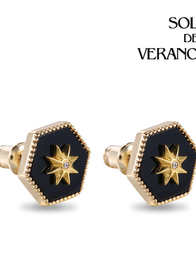 SOL DE VERANO蕃秀 神纹耳钉 黑色简约高级复古精致百搭OL送女友