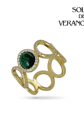 SOLDEVERANO孔雀石环形戒指轻奢