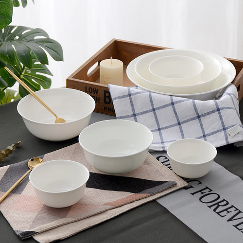 白色骨瓷碗泡面碗家用吃饭碗汤碗