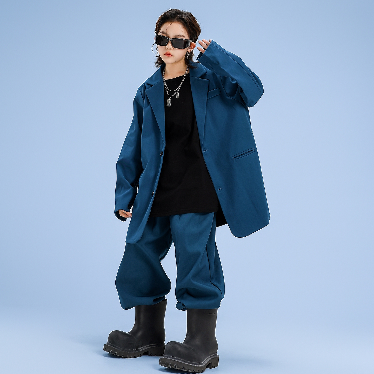 儿童西装套装男童潮街舞表演服装