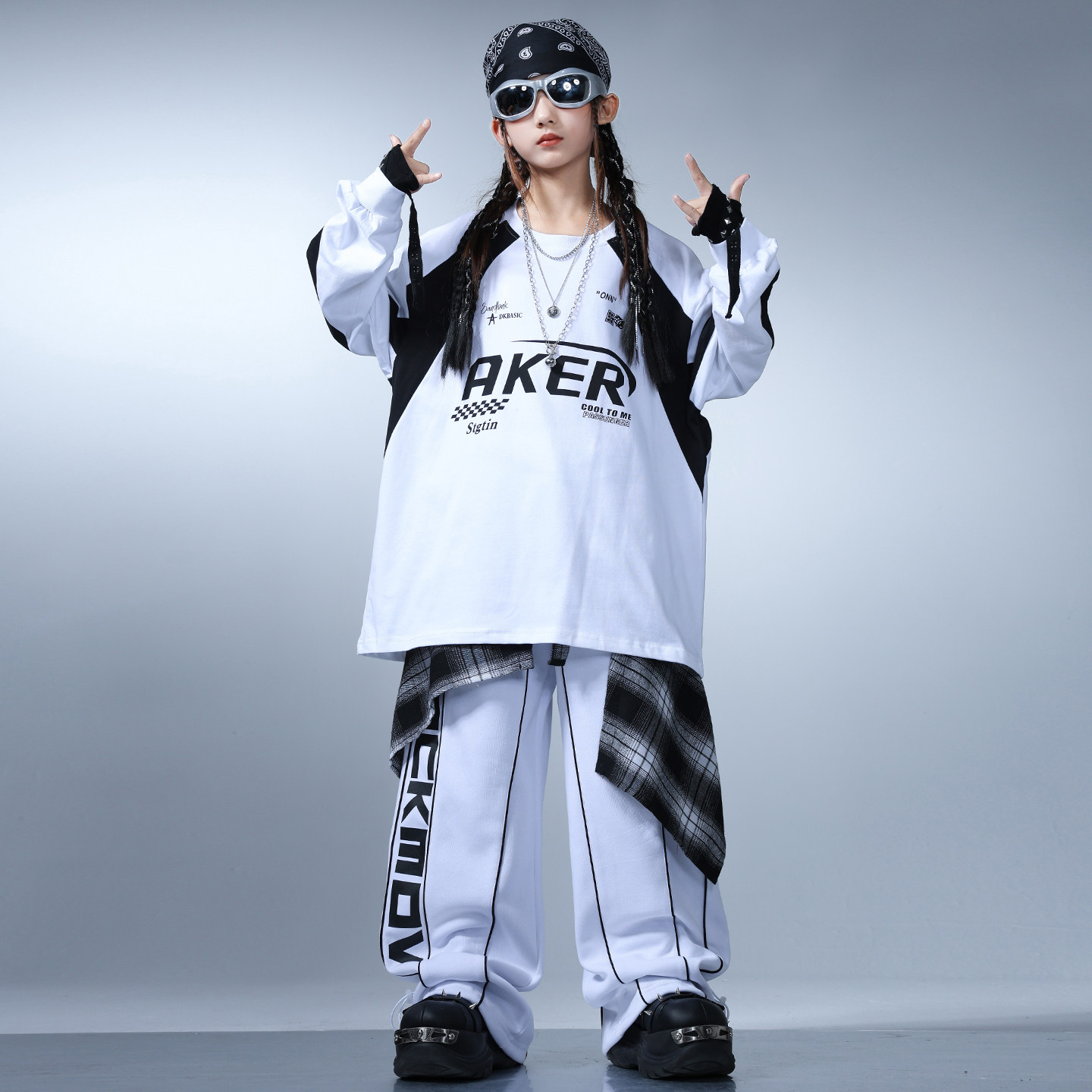 儿童hiphop街舞衣服跳舞表演服男童女童潮酷穿搭裤子嘻哈宽松黑色,童装/婴儿装/亲子装,儿童演出服,淘宝优惠券,粉丝福利购,淘宝优惠卷