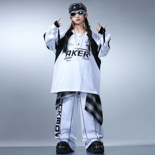 儿童hiphop街舞衣服跳舞表演服男童女童潮酷穿搭裤子嘻哈宽松黑色