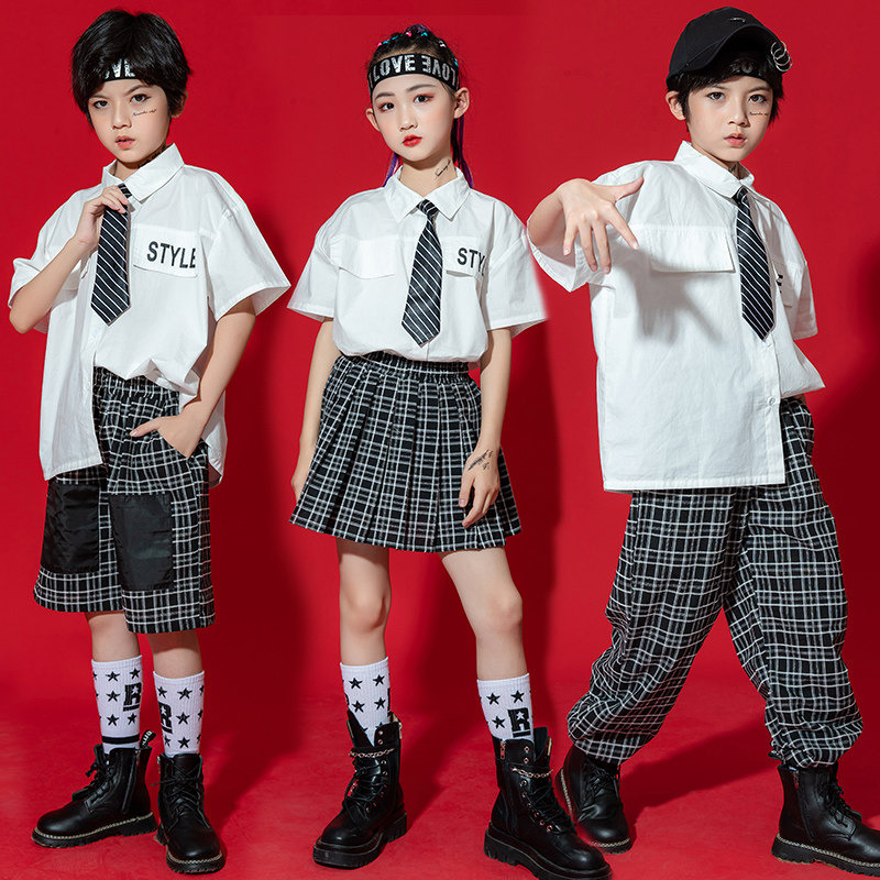 吉他演出服男童声乐独唱乐队男孩儿童表演服装女童小学生嘻哈童装