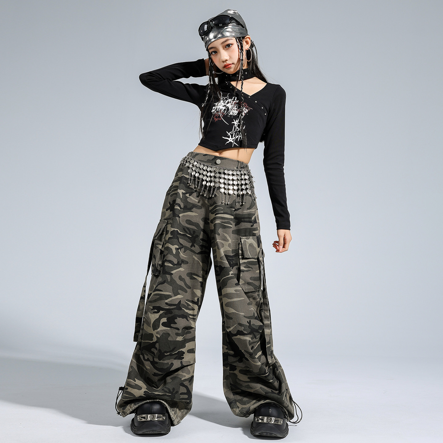 女童街舞潮酷穿搭韩版爵士舞衣服