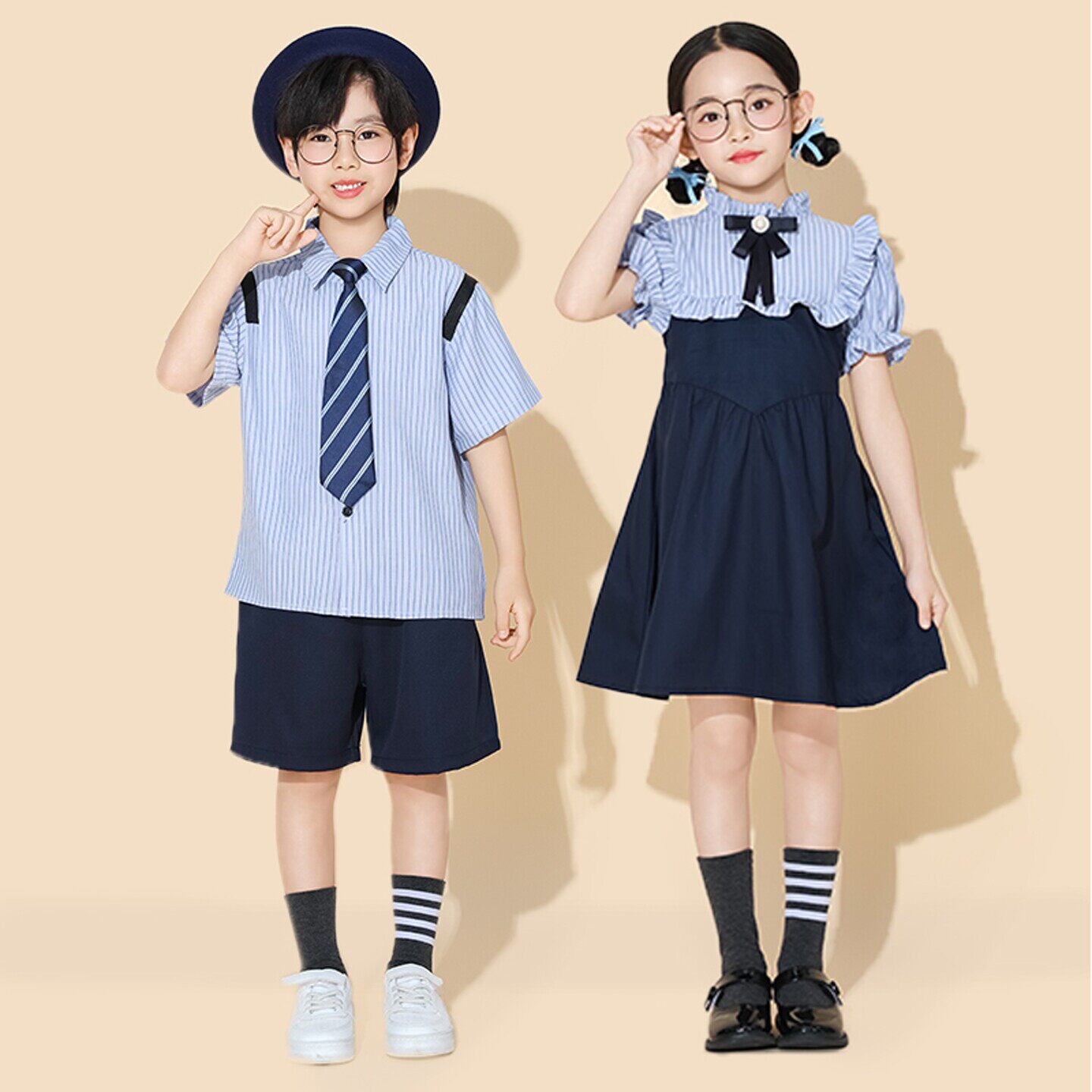 幼儿园毕业照服装女童英伦学院风连衣裙小学生朗诵演讲比赛表演服