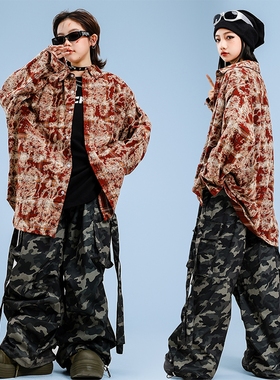 hiphop街舞穿搭童装上衣嘻哈裤子跳舞爵士舞儿童locking服装男童