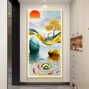 玄关装饰画发光LED晶瓷画