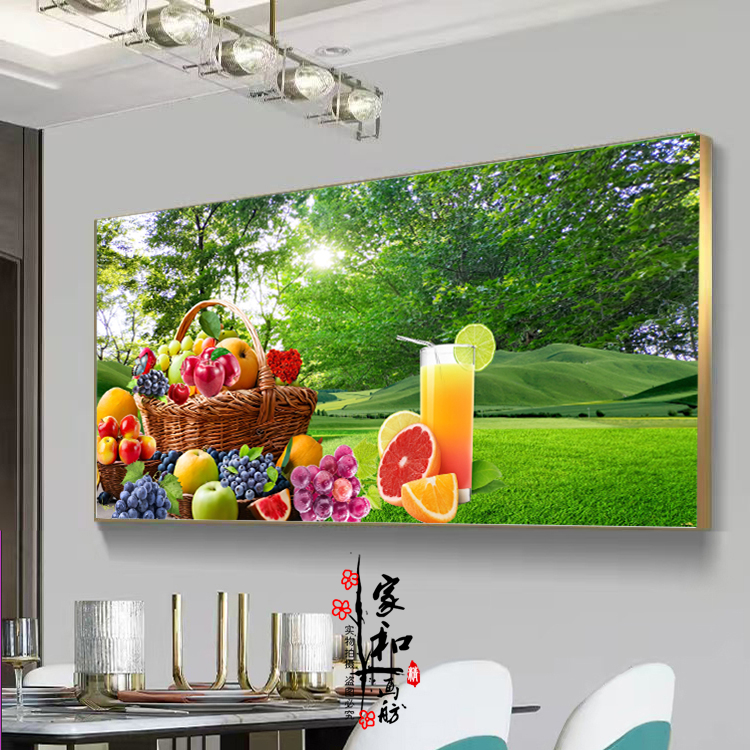 现代简约创意餐厅装饰画轻奢风挂画水果酒杯客厅饭厅餐桌墙面壁画图片