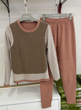 兄华温泉养肤58120蚕丝羊毛圆领秋衣加厚加绒贴片保暖女套装58122