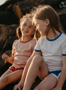 Caicaiai 女童洋气套装2025新款北欧风夏装儿童短袖短裤海边767