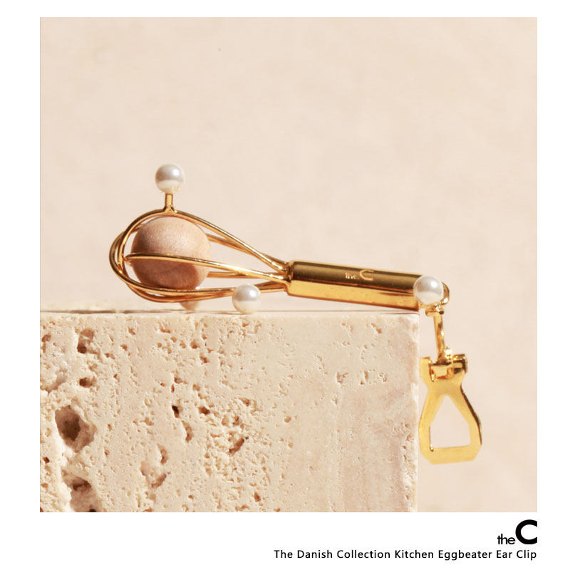【theC】设计师品牌丹麦人厨房系列黄铜镀18K金打蛋器耳夹