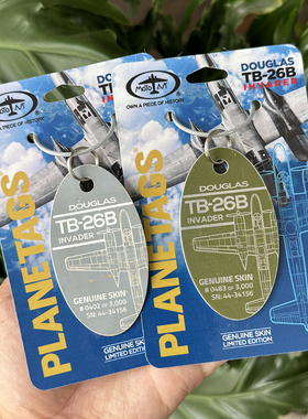 美国PLANETAGS钥匙扣入侵者A26道格拉斯TB26轰炸机蒙皮行李牌文创