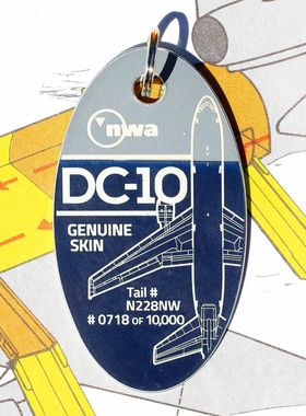 美国Planetags美西北航空NWA波音727 DC9 DC10飞机蒙皮钥匙扣挂件