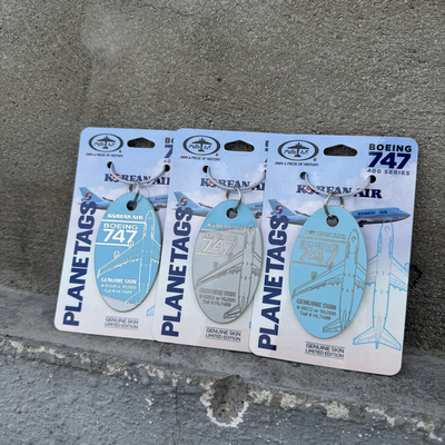 美国PLANETAGS大韩航空波音747飞机蒙皮限量钥匙扣文创挂件Korean