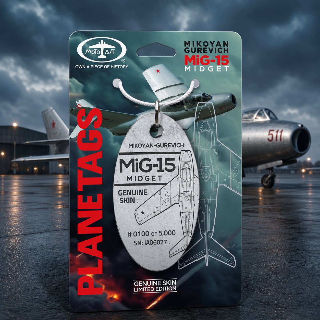 Planetags苏联米高扬米格15MiG15战斗机蒙皮钥匙扣行李牌挂件文创