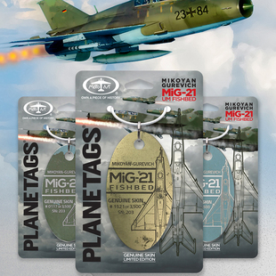 美国Planetags钥匙扣行李牌米格21MiG21战斗机歼7原型机蒙皮挂件