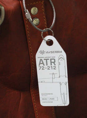 德国AviationTag塞尔维亚ATR72真实飞机蒙皮限量钥匙扣行李牌挂件