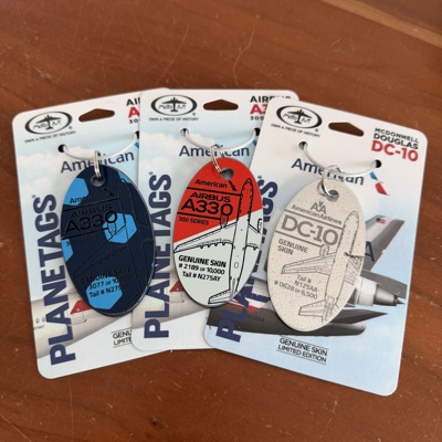 PLANETAGS美国航空AA空客A330 DC10飞机蒙皮钥匙扣民航礼物文创