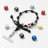 字母硅胶爱心腕带短链手机壳链条挂绳 蝴蝶结皮绳腕带 C原版