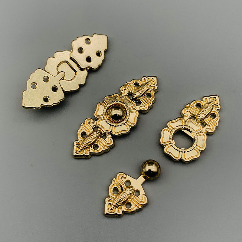 동관 깨진 구리 합금 금도금 버클 크리 에이 티브 HANFU 길조 버클 골드 여성 치파오 버클 작은 장식 단추