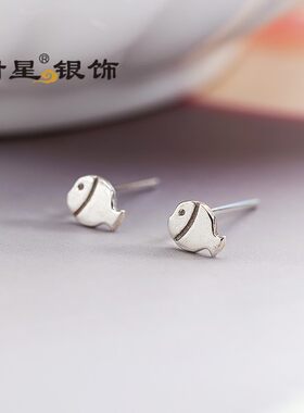 甜星纯银素银养耳洞耳钉睡觉不用摘蝴蝶结小丑鱼向日葵多款耳环