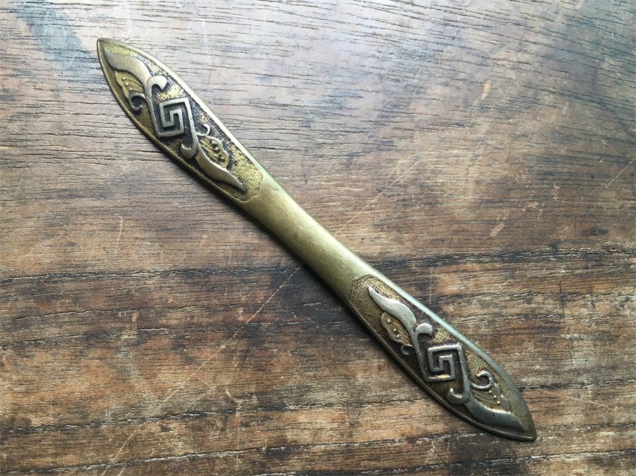 做工精美传世清代苏工錾刻回文花卉天成款银鎏金双尖发簪老银器