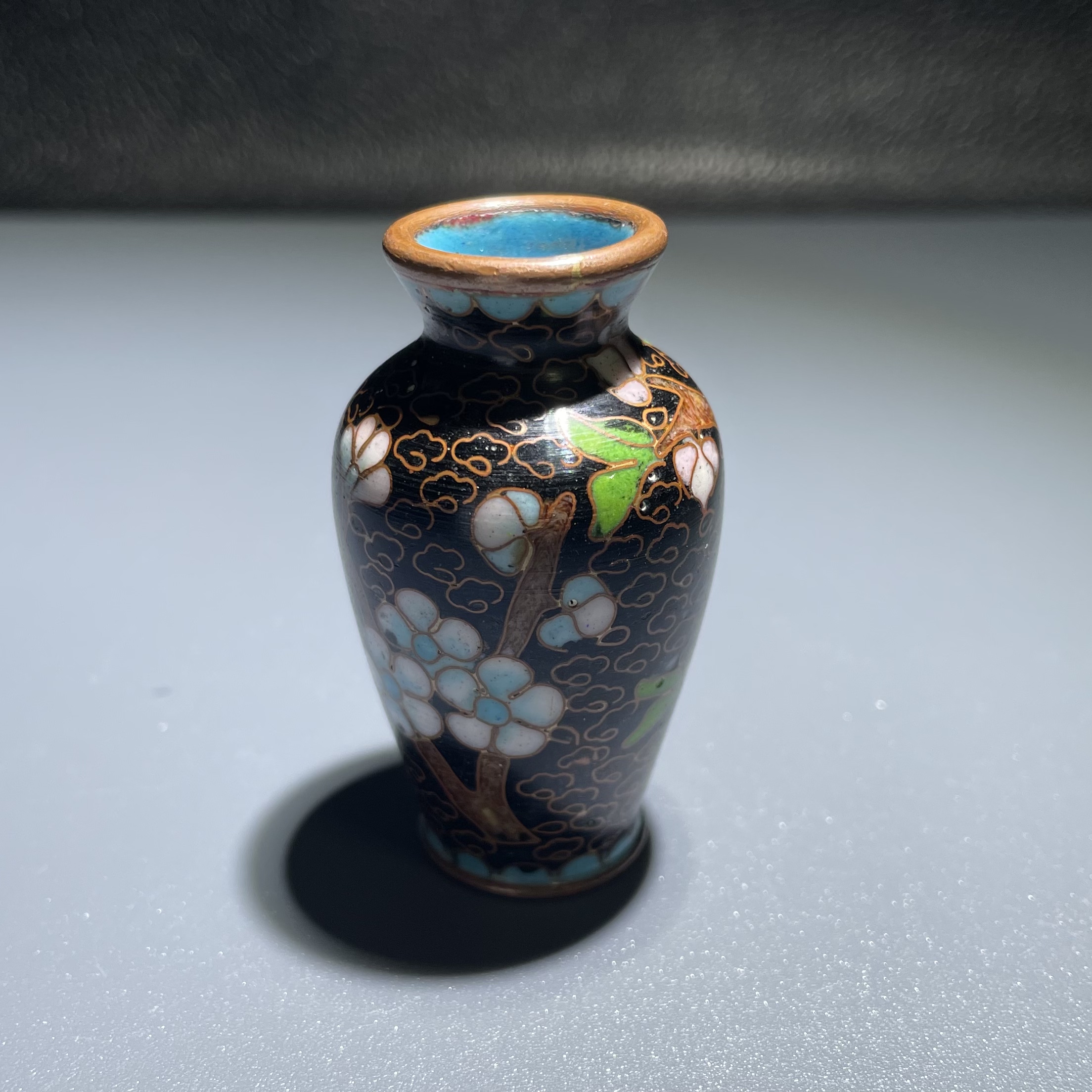 真品老包浆清代铜胎景泰蓝掐丝珐琅花瓶摆件京作做工收藏保真保老