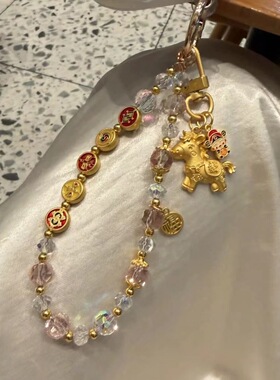 五路财神元宝吊坠手机链时尚高级