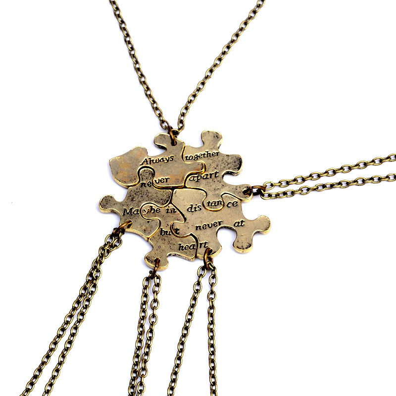 韩版闺蜜项链女复古学生创意字母五瓣拼图拼接吊坠友谊礼物小饰品