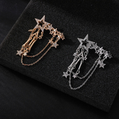 镶钻星星情侣胸针原创设计合金流苏时尚 男女朋友礼物金银西服配饰