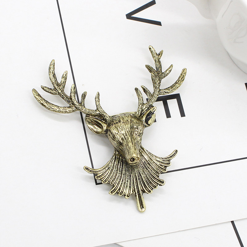 欧美麋鹿胸针复古动物胸花男女配饰暗黑朋克潮流创意挂件气质饰品
