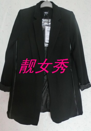 春款品牌正品黑色中长女外套1151080190